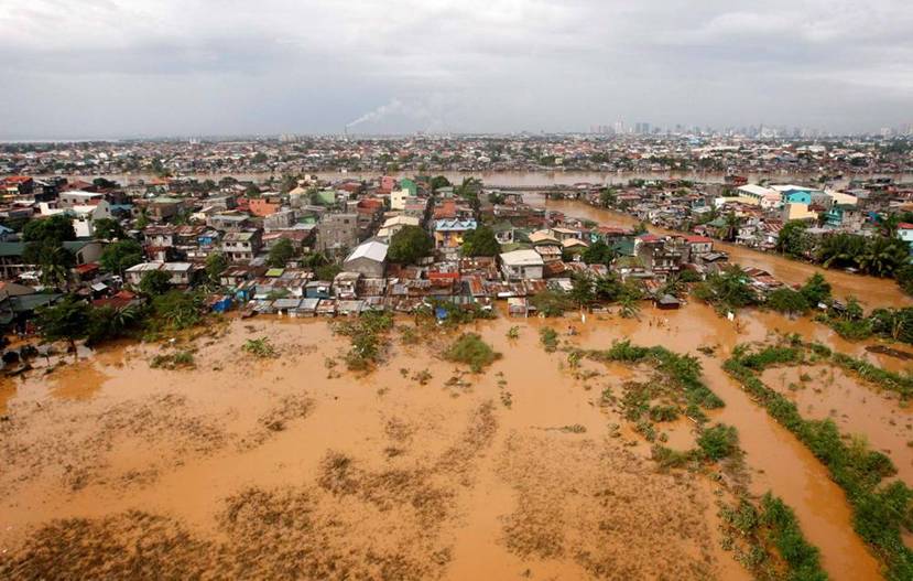 An aerial view aboard a Philippine Air Force chopper shows devastation brought by Tropical Storm Ketsana in Cainta, province of Rizal , eastern Manila. (Photo courtesy of PSDMN---Private Sector Disaster Management Network)